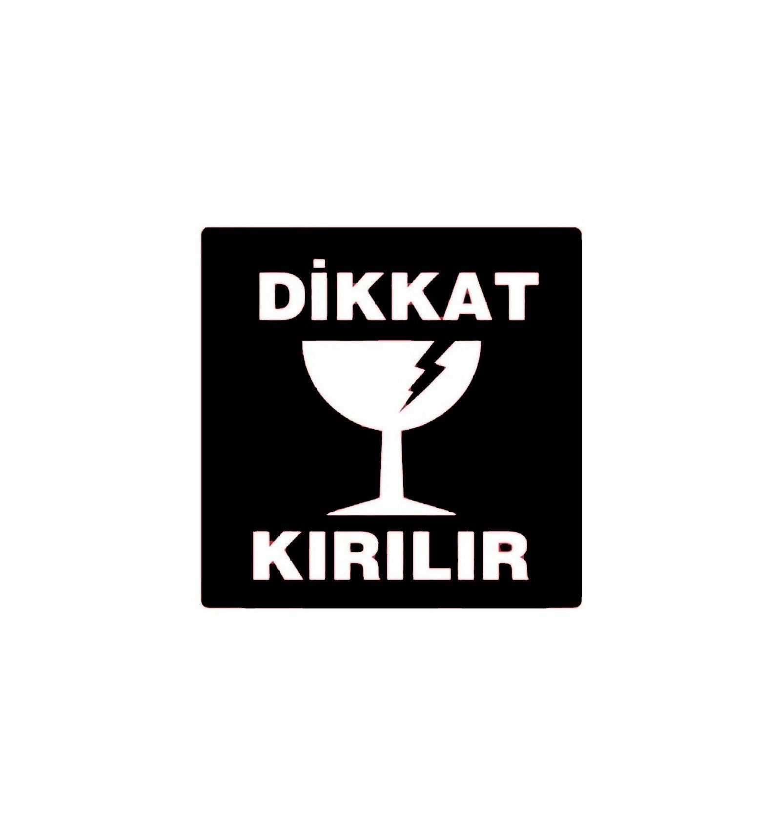 Dikkat Kırılır Sticker Etiket 100'lü Paket Siyah