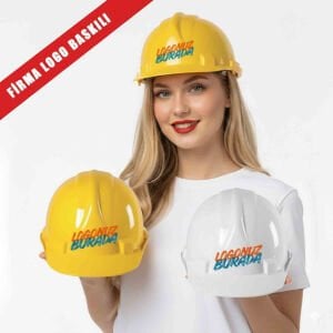 Firma Logolu+Kan Grubu+İsimli İşçi Bareti 10 Adet
