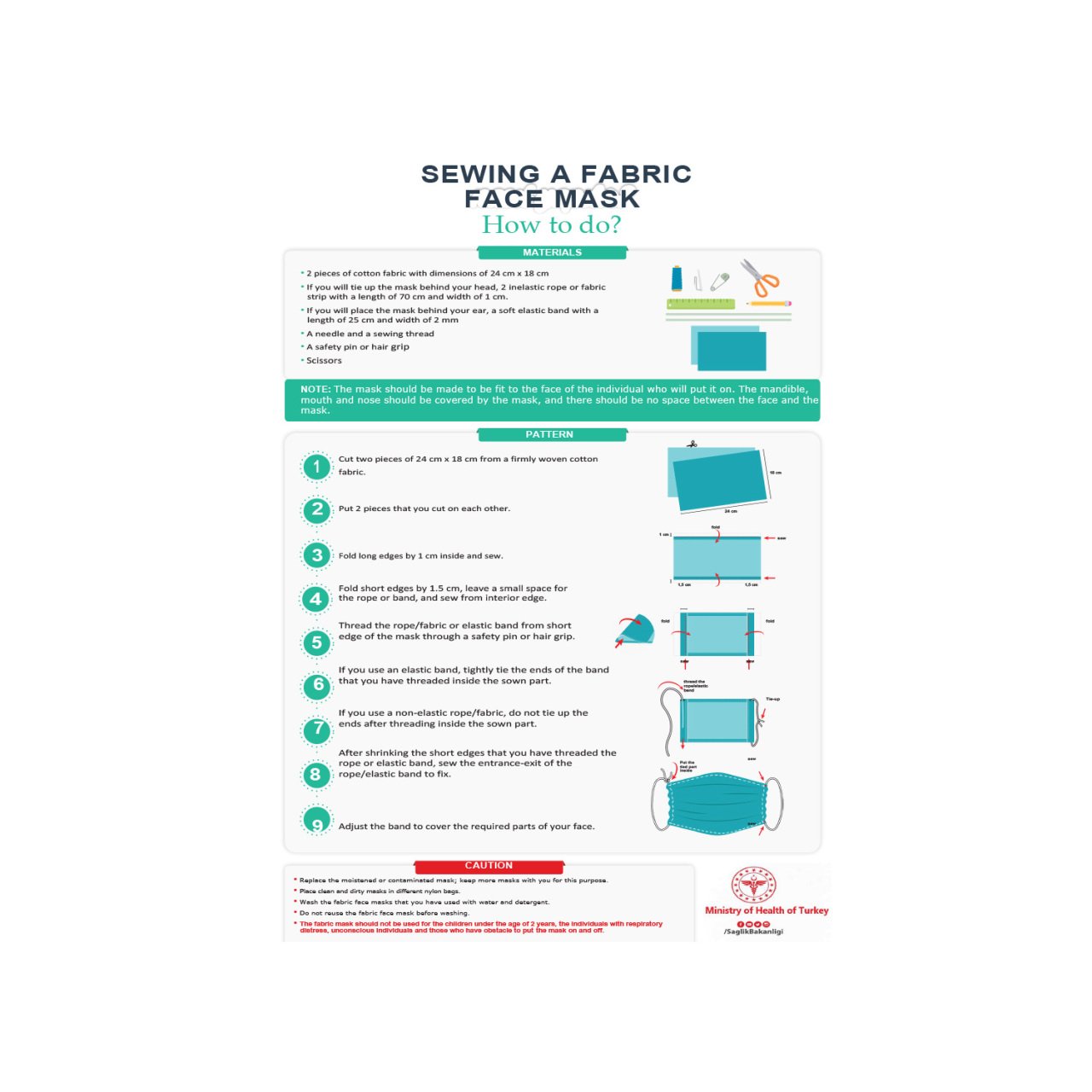 Dikişli Bez Maskesi Yapma Levhası (İngilizce)