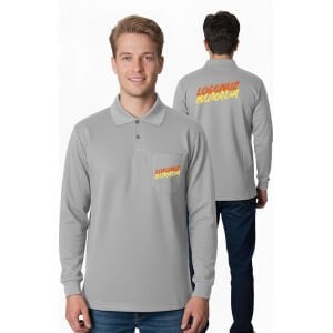 Polo Yaka Sweatshirt Gri Renk [Logo Baskılı] 25 Adet