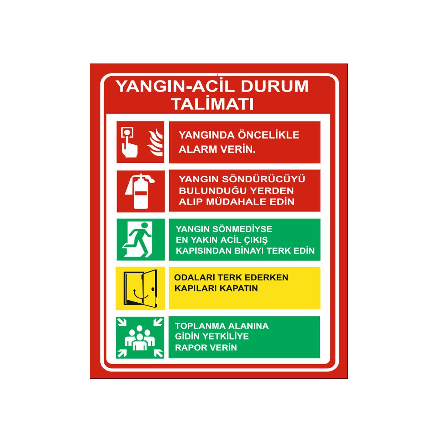 Yangın Acil Durum Talimatı Levhası