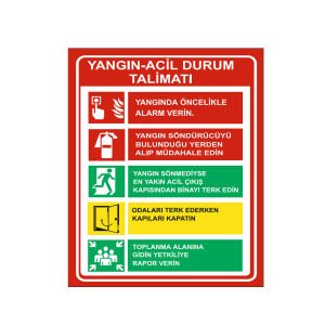 Yangın Acil Durum Talimatı Levhası