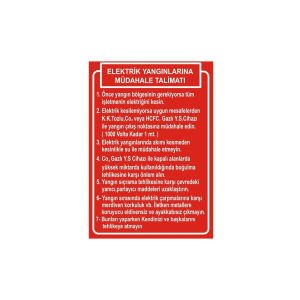 Elektrik Yangınlarına Müdehale Talimatı Levhası
