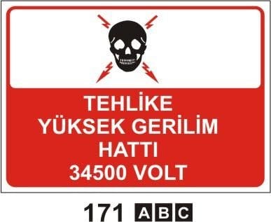 Tehlike Yüksek Gerilim Hattı 34500 V