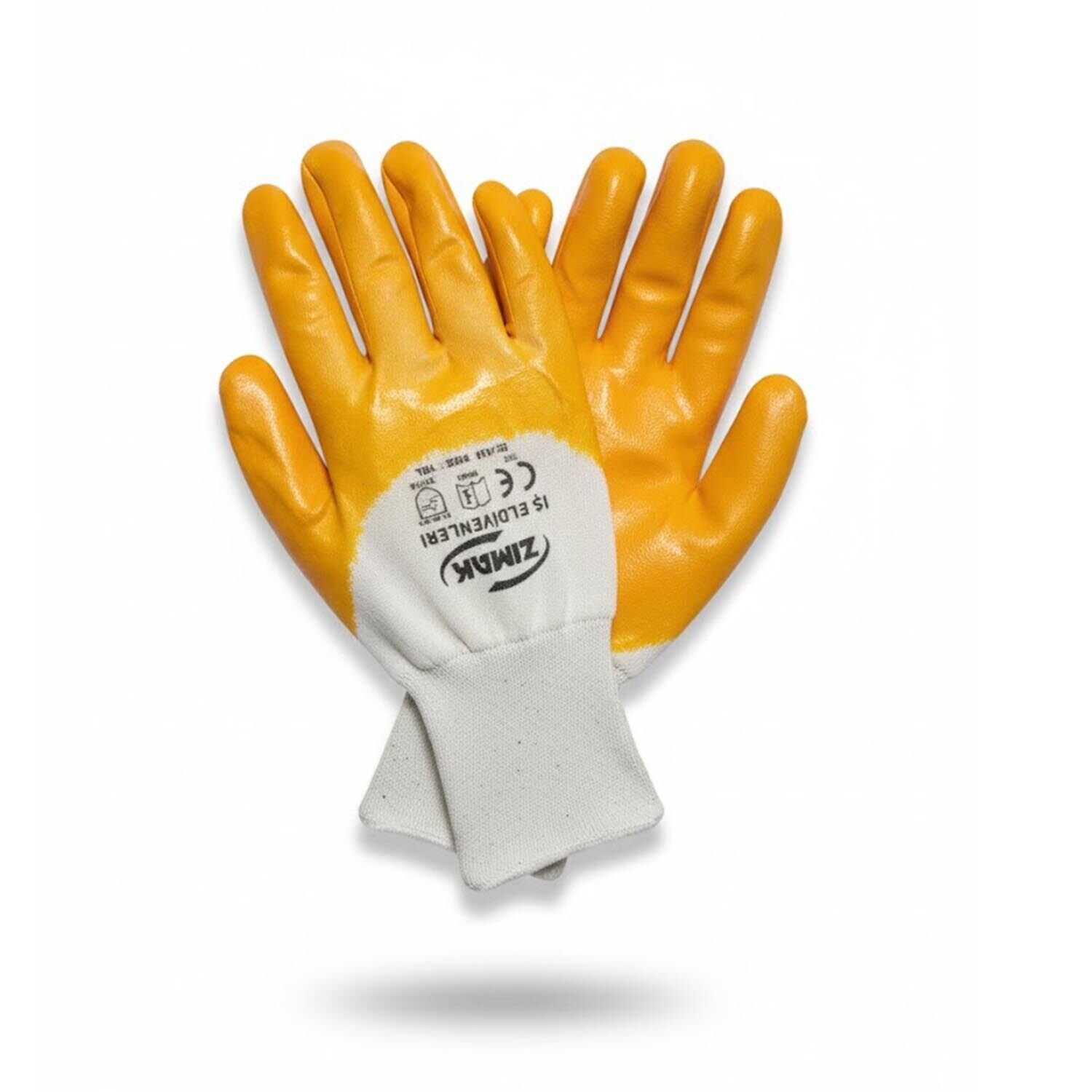 Zimak Sarı Nitril Kaplı İş Eldiveni 300 Çift 1 Koli