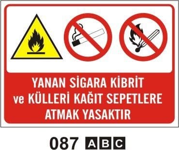 Yanan Sigara Kibrit ve Külleri Kağıt Sepetlerine Atmak Yasaktır