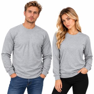 0 Yaka Sweatshirt 2 İplik Gri Renk