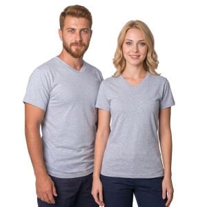 V Yaka Tişört Gri Renk