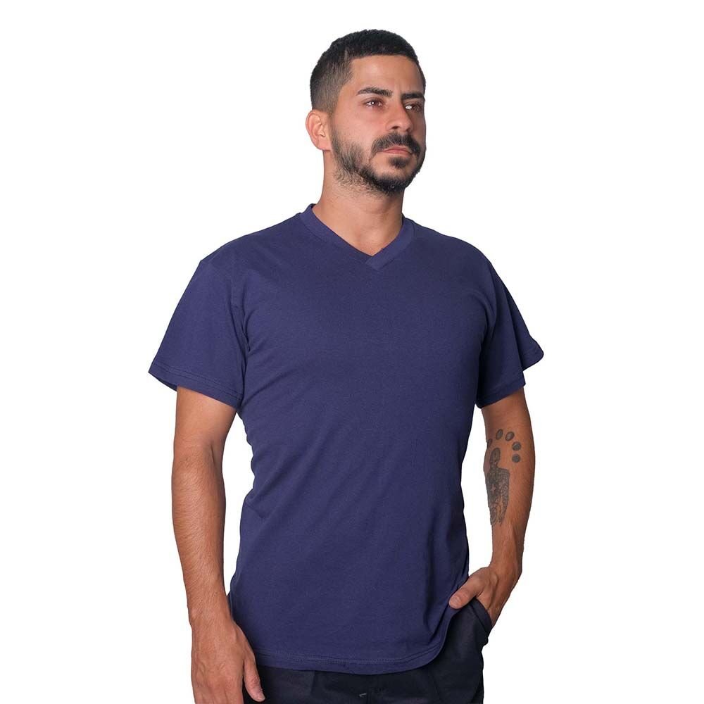 V Yaka Tişört Lacivert Renk