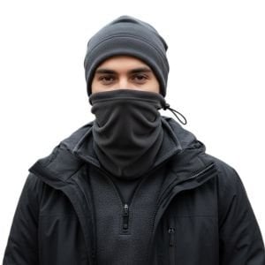 Polar Bere ve Polar Boyunluk Set | İpli Boyunluk Bere Gri