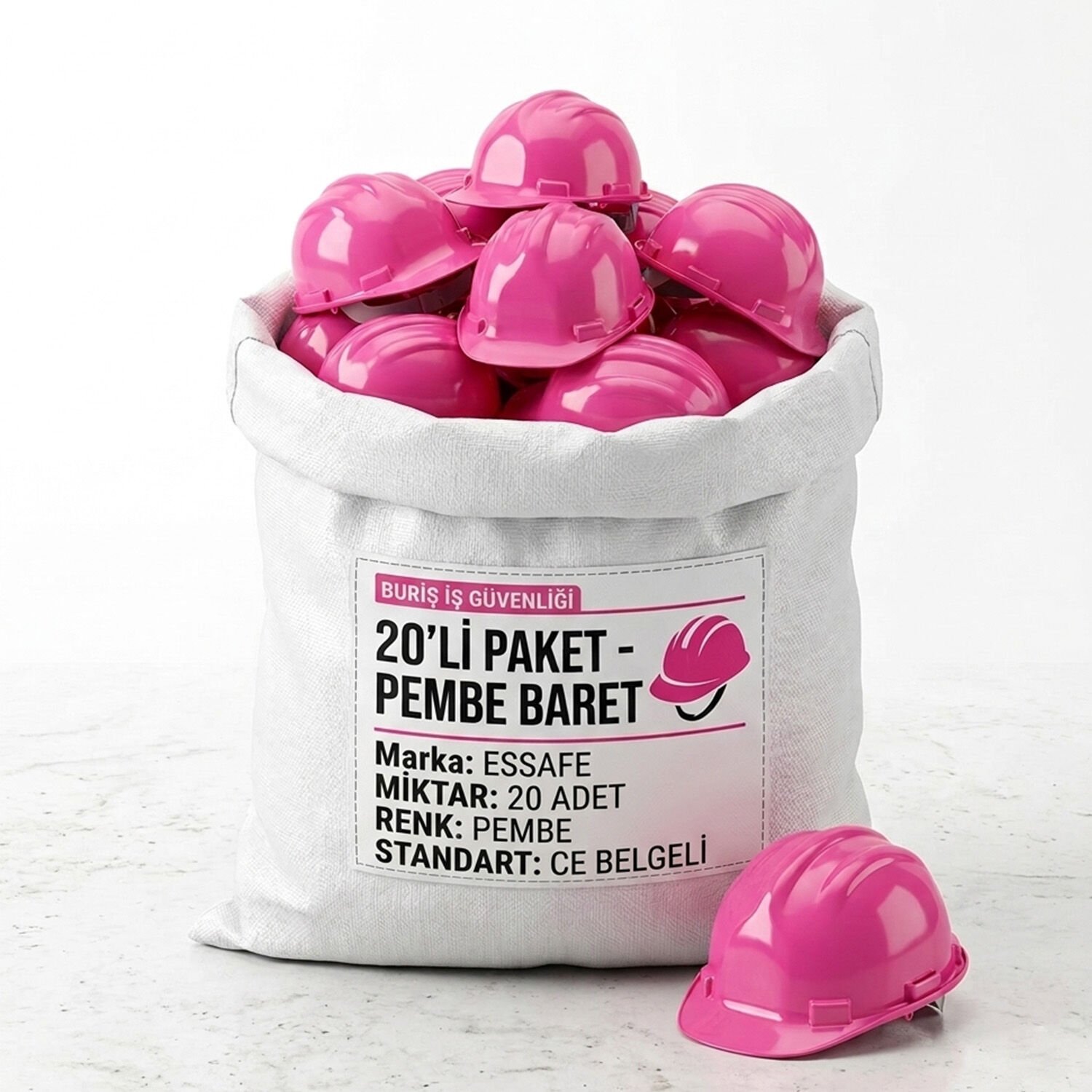 Essafe Kadınlara Özel Pembe Baret 20 Adet | Toptan Pembe Baret