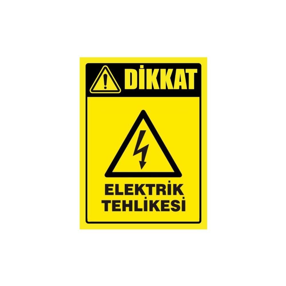 Dikkat Elektrik Tehlikesi Pano Sticker Etiketi (10x15 cm) 10'lu Paket