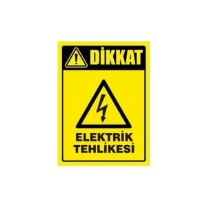 Dikkat Elektrik Tehlikesi Pano Sticker Etiketi (10x15 cm) 10'lu Paket