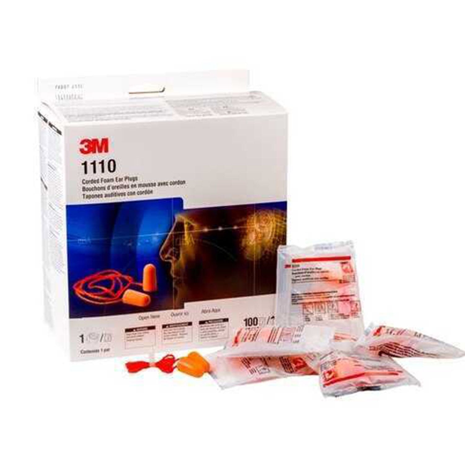 3M 1110 İpli Silikon Kulak Tıkacı 100 Çift