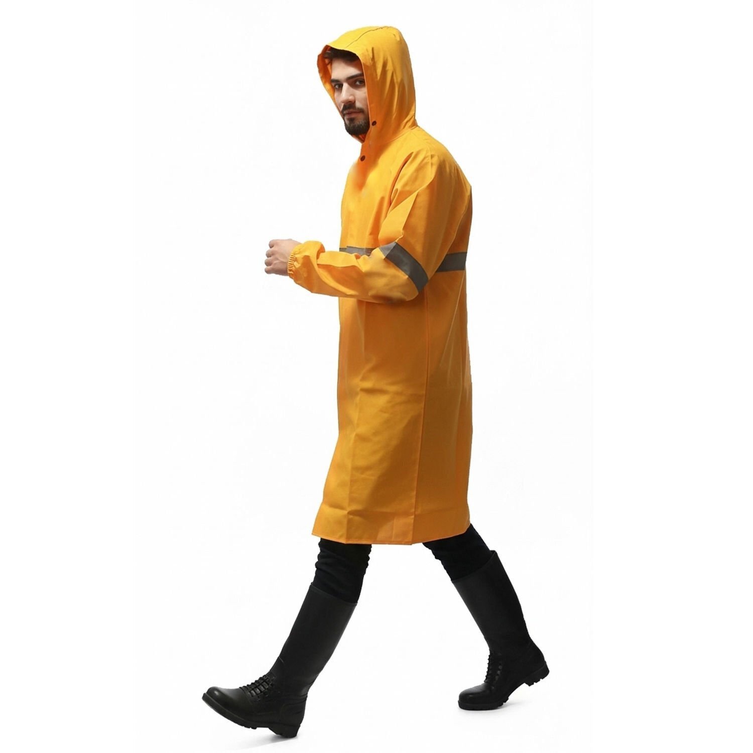 Balıkçı Pardesü Yağmurluğu | Reflektörlü Pardesü Yağmurluk Hardal Sarı Renk