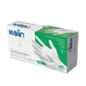 Koinsmh Beyaz Lateks Pudralı Muayene Eldiveni