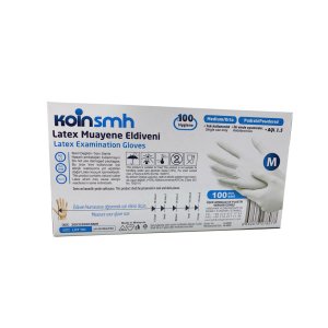 Koinsmh Beyaz Lateks Pudralı Muayene Eldiveni
