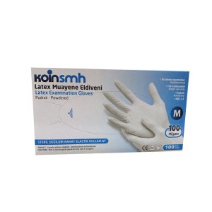 Koinsmh Beyaz Lateks Pudralı Muayene Eldiveni