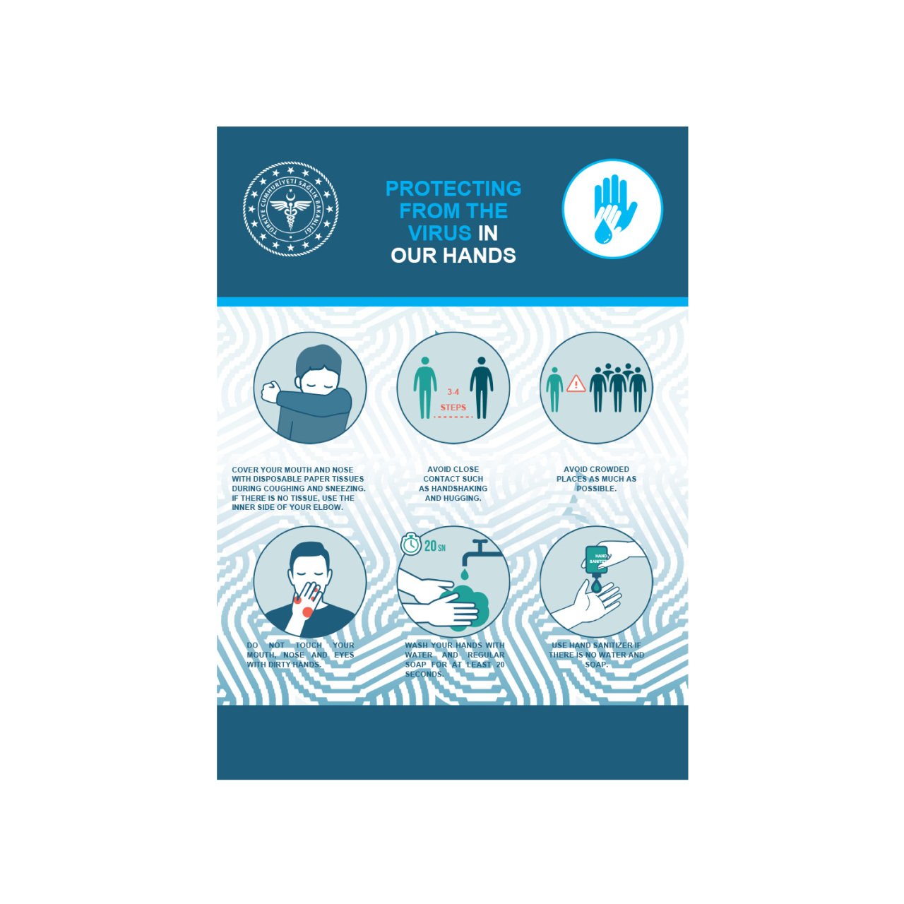 Virüsten Korunmak Elimizde Levhası (İngilizce)