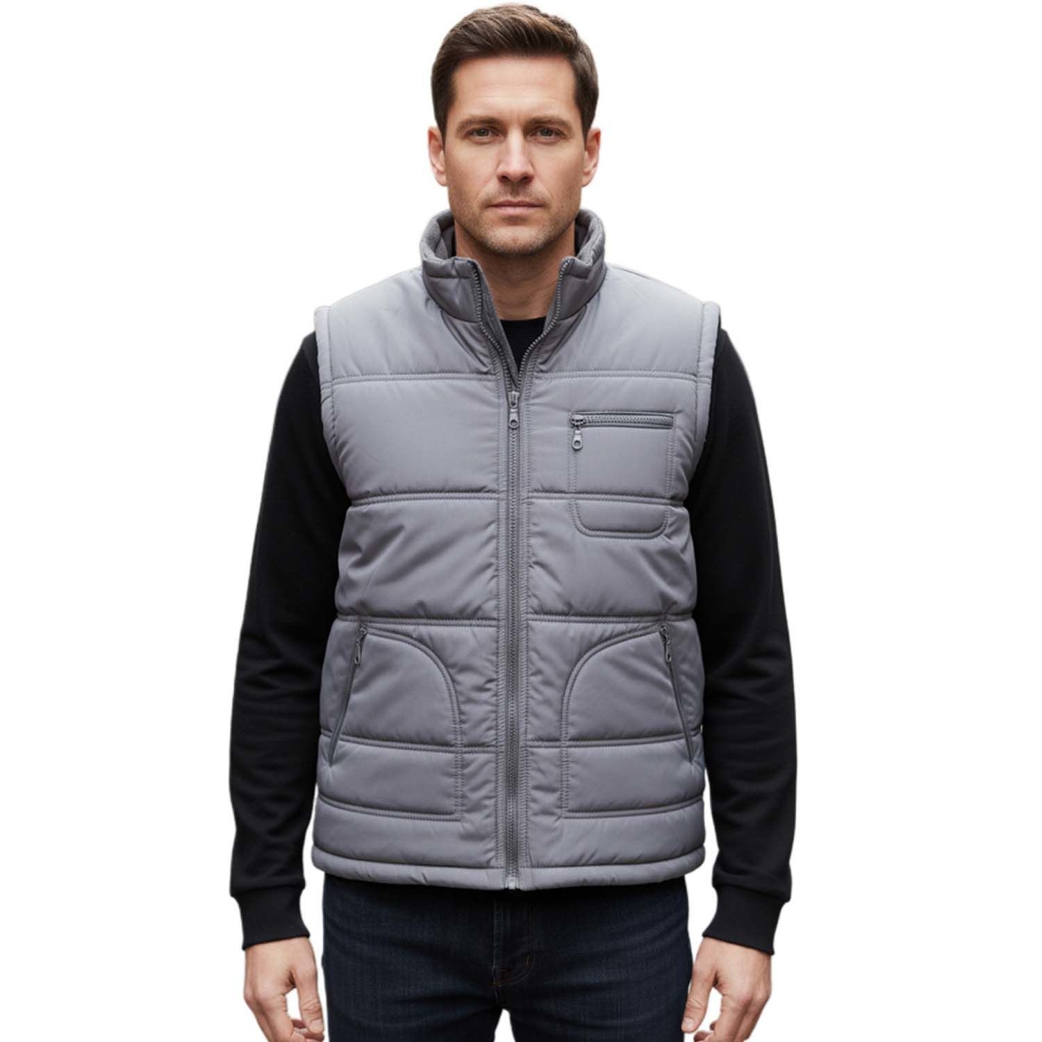 Buriş Gri Polar Astarlı Yelek