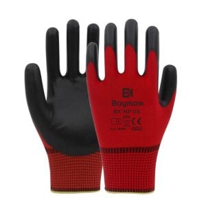 Baymax BX-NP 05 Nitril Kırmızı-Siyah İş Eldiveni