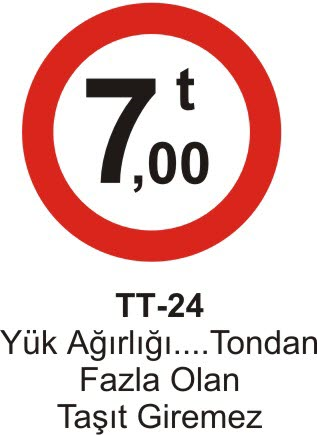 Yük Ağırlığı … Tondan Fazla Yük Düşen Taşıt Giremez