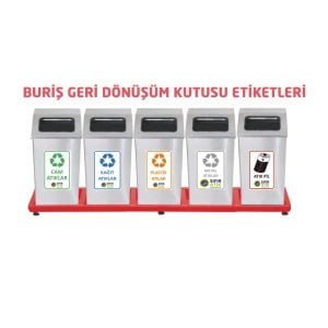 Buriş Geri Dönüşüm Kutusu Sticker Etiketleri Set-1 (20x30 cm) 7'li Paket