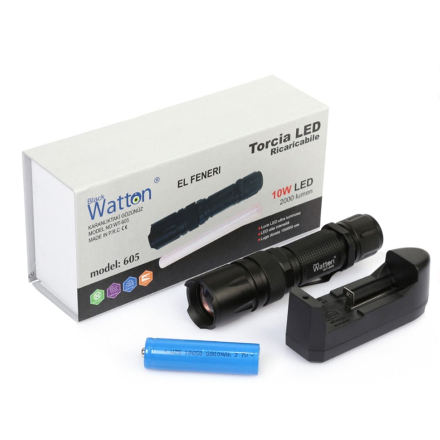 Watton 2000 Lümen 4 Renk Güçlü El Feneri 10Watt (WT-605) [Güncel Fiyat Sorunuz]