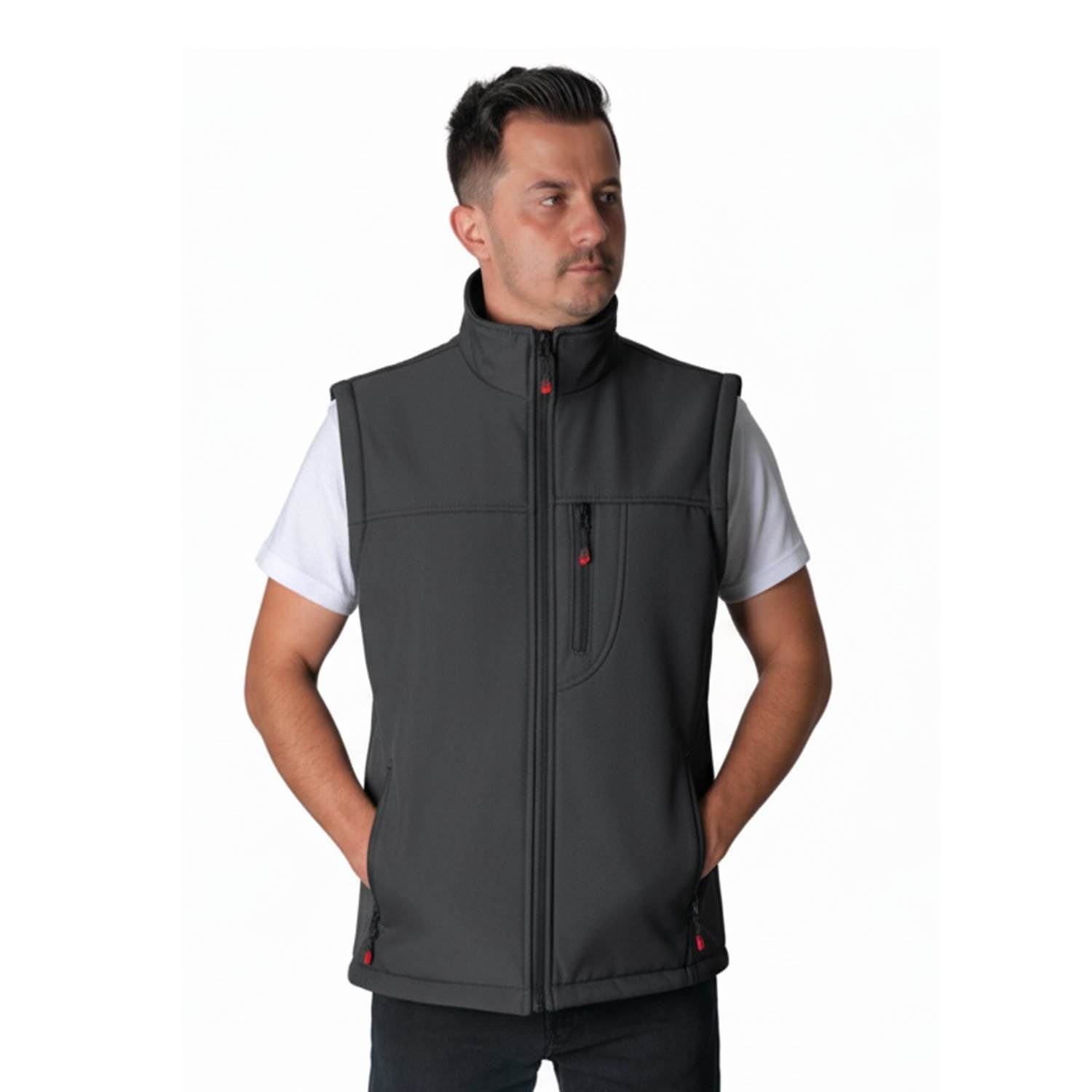 Buriş Softshell Yelek Siyah Gri - M