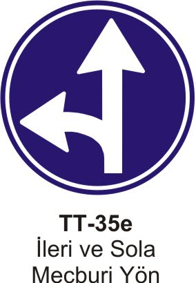 İleri ve Sola Mecburi Yön 60 cm reflektifli sac 1,5 mm